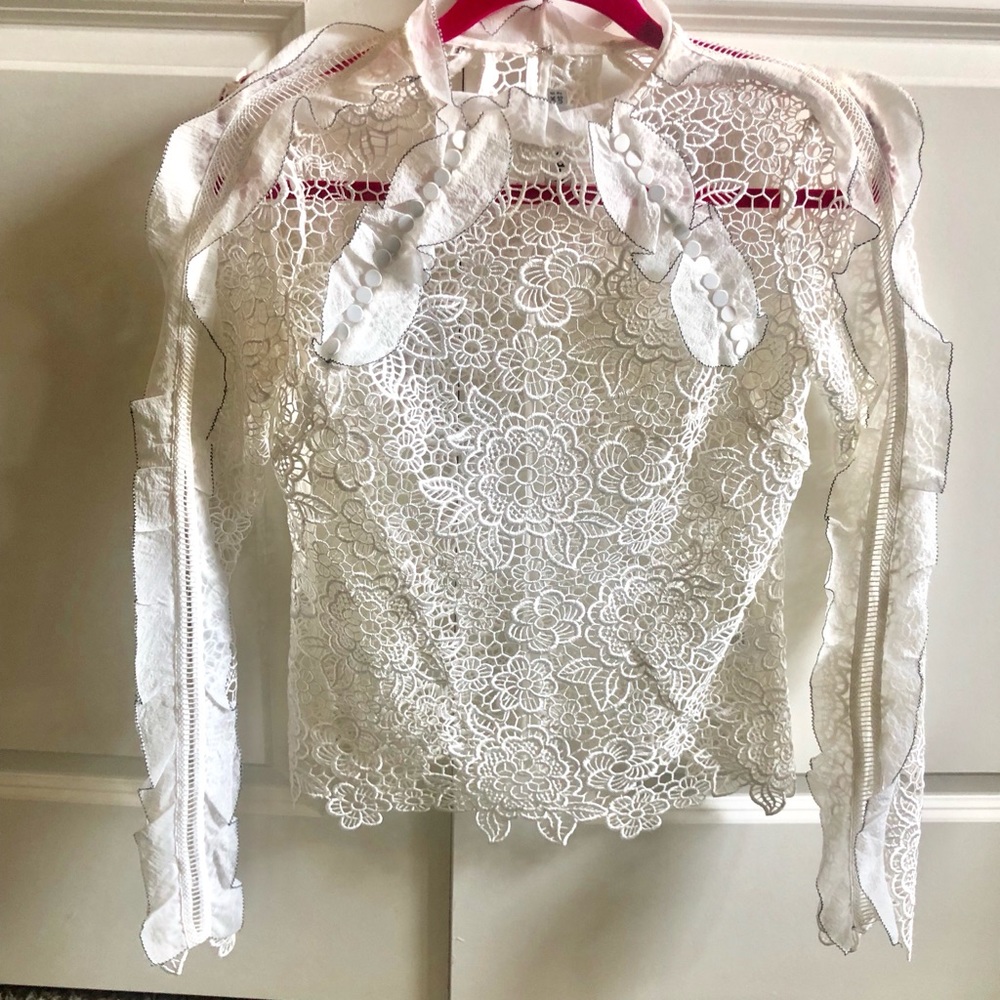 Self-Portrait Cut Out Guipure Lace Top